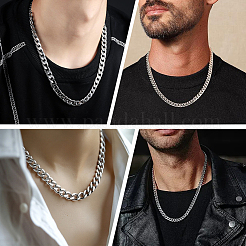 Collier chaîne cubaine en acier inoxydable 304 (1 pièce) pour homme et femme&nbsp;NJEW-SP0001-23F