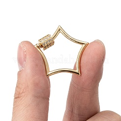 Messing Micro Pave klare Zirkonia Schraube Karabiner Schloss Charms&nbsp;ZIRC-T010-07G