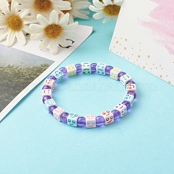 Cube artisanal avec bracelet extensible en perles acryliques à expression mixte pour enfant&nbsp;BJEW-JB06581