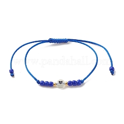 2 flache runde Armbänder aus geflochtenen Acrylperlen mit Herz und Glassamen&nbsp;BJEW-JB08034-05