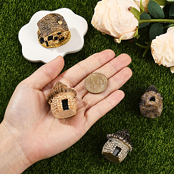 4 Stück Miniatur-Hausdekorationen aus Harz in 4 Farben&nbsp;DJEW-SP0001-17