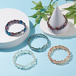 Bracelet extensible en perles de verre rectangle pour femme&nbsp;BJEW-JB08102