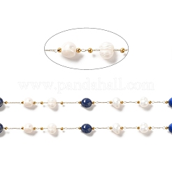 Chaînes perlées de perles naturelles et de lapis-lazuli&nbsp;CHS-B002-01G-10