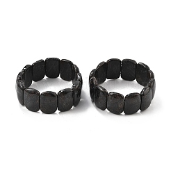 Natürliche schwarze Mondsteinperlen rechteckiges Stretcharmband&nbsp;BJEW-Q012-01A