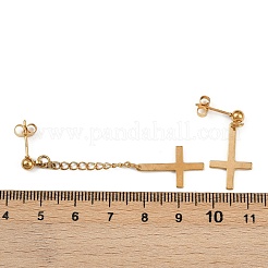 Pendientes colgantes de acero inoxidable con cruz cristiana invertida 201&nbsp;EJEW-P314-01C-G