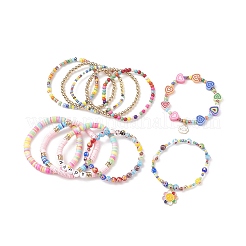 Ensemble de bracelets extensibles en verre synthétique turquoise (teint)&nbsp;BJEW-JB08832