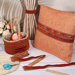 Polyester-Jacquard-Blattbänder im Ethno-Stil&nbsp;SRIB-WH0011-198B