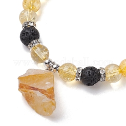 Braccialetti elasticizzati con perline di quarzo giallo naturale&nbsp;BJEW-JB10070-04