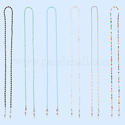 6 Stück 6 Stile Brillenketten aus Glas&nbsp;AJEW-GF0011-56