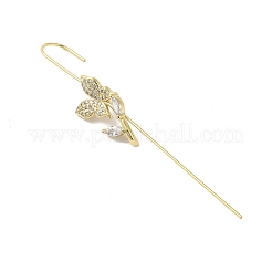 Orecchini a gancio cingolato con strass in cristallo e ottone a farfalla per donna&nbsp;EJEW-C097-03G-02