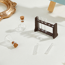 Support pour tubes à essai en bois et verre et tasse à mesurer&nbsp;DJEW-WH0039-95B