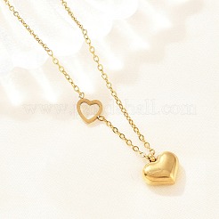 Collane con ciondolo a forma di cuore in acciaio inossidabile 304&nbsp;NJEW-H093-02G