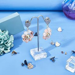 30 pieza de pendientes de botón de acero inoxidable 304 con forma de corazón&nbsp;EJEW-UN0001-62