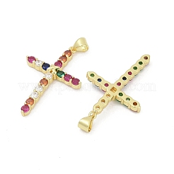 Pendentifs avec zircon cubiques à micro-pavés en laiton&nbsp;KK-D317-105G-01
