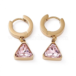 Boucles d'oreilles créoles pendantes triangle zircone cubique&nbsp;EJEW-L282-07G