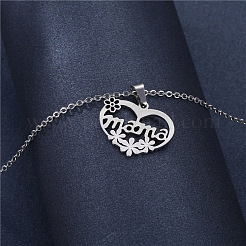 Muttertags-Halskette mit Blumen- und Herzanhänger aus Edelstahl 304 für Damen&nbsp;WG35A3B-01