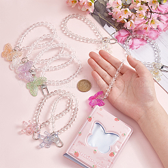 8 pièce 8 styles acrylique suspendu porte-clés perlé bracelet de poignet pendentif décoration&nbsp;HJEW-OC0001-30