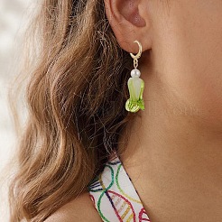 Pendientes colgantes de repollo chino de murano hechos a mano&nbsp;EJEW-TA00194