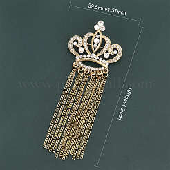 4 Stück Kristall-Strass-Krone mit Kettenquaste als Anstecknadel&nbsp;JEWB-CA0001-32G