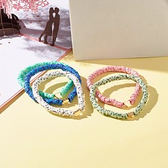 Bracelet extensible fait main en perles heishi en argile polymère&nbsp;BJEW-JB07392