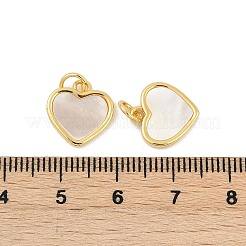 Messing Pavé natürliche weiße Muschel Herz Charms&nbsp;KK-U055-27G