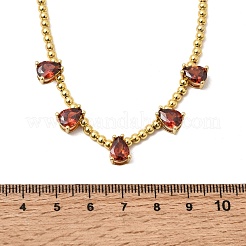 Collares redondos con colgantes de cuentas y circonitas cúbicas engastadas en latón.&nbsp;NJEW-C121-01G-10