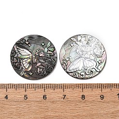 Natürliche schwarze Lippenmuschel geschnitzte Cabochons&nbsp;SHEL-G024-01A