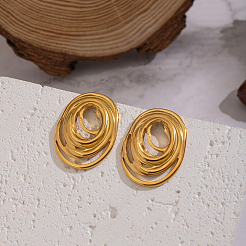 Boucles d'oreilles à clous ovales en spirale en acier inoxydable 304&nbsp;SU9252