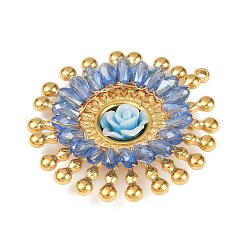 Pendentifs en forme de fleurs en acier inoxydable 304 et résine&nbsp;STAS-R170-03G-01