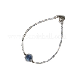 Elegantes Silberarmband mit natürlichem Blautopas und Silberbambus&nbsp;UM2685-1