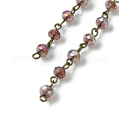 Catene di perle rondelle sfaccettate in vetro placcato a mano per la realizzazione di bracciali collane&nbsp;AJEW-JB00147