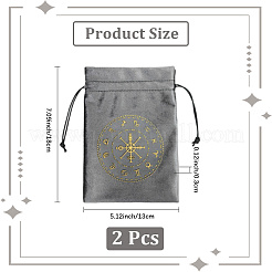 Bolsas de terciopelo con cordón para guardar las cartas del tarot con estampado dorado y rectángulo para la adivinación&nbsp;ABAG-WH20001-25B