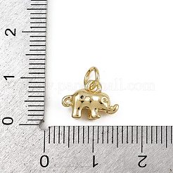 Ciondoli a forma di elefante in ottone con micro pavé di zirconi cubici&nbsp;KK-D409-41G-C