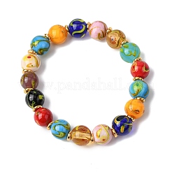 Handgefertigte Stretch-Armbänder aus Bunte Malerei-Perlen für Damen&nbsp;BJEW-B164-01