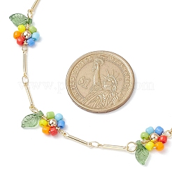 Blumenketten aus Glasperlen in Regenbogenfarben&nbsp;NJEW-TA00173-02