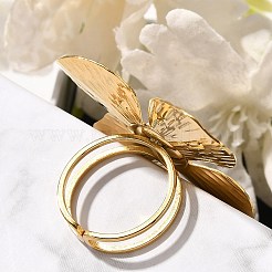 Offener Manschettenring aus Edelstahl mit Blumenmotiv für Damen&nbsp;RJEW-R006-02G