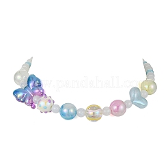 Collana con perline in resina e acrilico con cuore scintillante e farfalla&nbsp;NJEW-JN04397