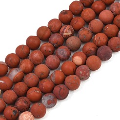 Fili di perline di diaspro rosso naturale smerigliato&nbsp;G-C270-M01-8mm