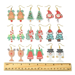 4 paire de boucles d'oreilles pendantes en laiton de Noël pour femmes&nbsp;EJEW-FS00055