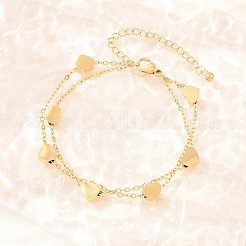 Doppellagige Herzgliederarmbänder aus Edelstahl 304&nbsp;BJEW-D460-07G