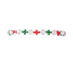 Bracelet de Noël fait main en perles de verre tressées et graines de verre&nbsp;BJEW-MZ00249-03