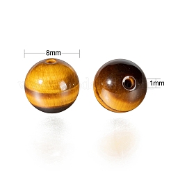 100pcs 8mm natürliche Tigerauge Perlen runde Perlen&nbsp;DIY-LS0002-48