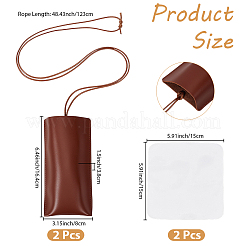 2 pochette rectangulaire de rangement pour lunettes en cuir PU&nbsp;ABAG-CN0001-75B