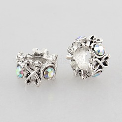 Antikem Silber-Zink-Legierung Ring Strass Perlen mit großem Loch&nbsp;ALRI-L009-M