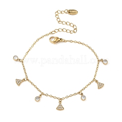 Bracelets pour femmes en acier inoxydable 304 sertis de zirconiums cubiques transparents en forme de triangle&nbsp;BJEW-C151-03G