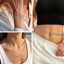 Perline turchesi sintetiche fatte a mano da 2.5 m e catene a maglie rotonde in acciaio inossidabile 316&nbsp;DIY-TA0016-15A-G