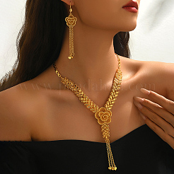 Elegante Ohrringe und Halsketten mit hohlen Blumenquasten aus einer Legierung für Damen&nbsp;IS9809