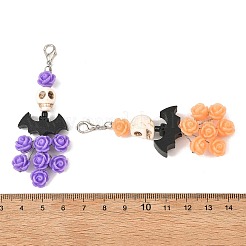 Halloween-Anhänger: Synthetischer türkisfarbener Totenkopf&nbsp;HJEW-JM05046