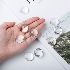 Transparent halbrund Glas Cabochons&nbsp;X-GGLA-R027-25mm