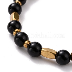Set di braccialetti elastici in onice nero naturale&nbsp;BJEW-JB07670-02